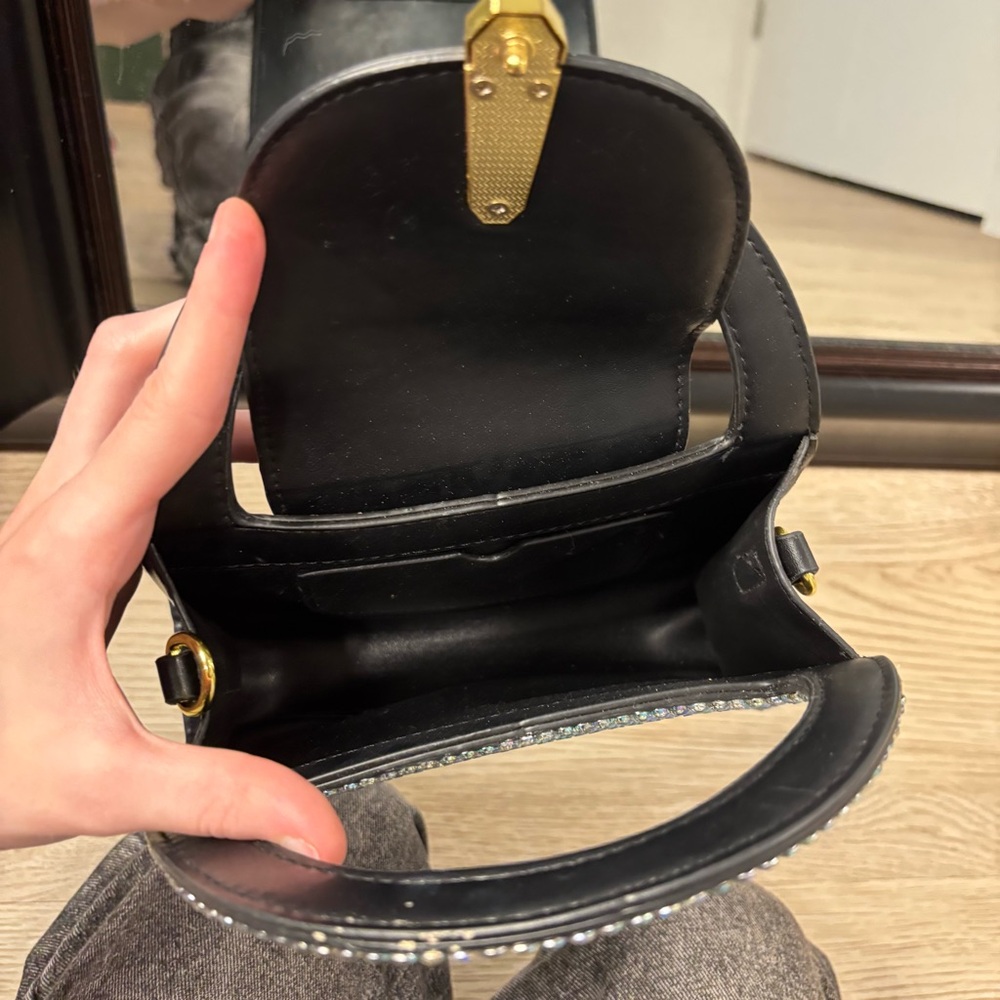 Glamorous Black and Silver Mini Bag with Crescent Shape - Picture 2 of 7